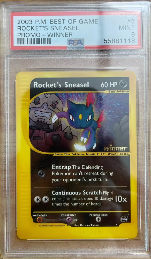 PSA 9 - 2003 Best of Game WINNER PROMO Rocket's Sneasel # 5 Pokemon Card