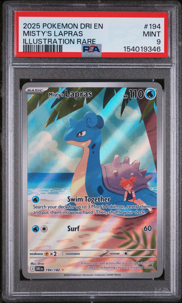 Pokemon Misty's Lapras Illustration Rare Dri En-Destined Rivals 194/182 PSA 9