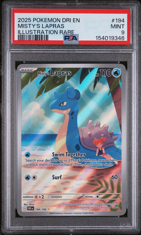 Pokemon Misty's Lapras Illustration Rare Dri En-Destined Rivals 194/182 PSA 9