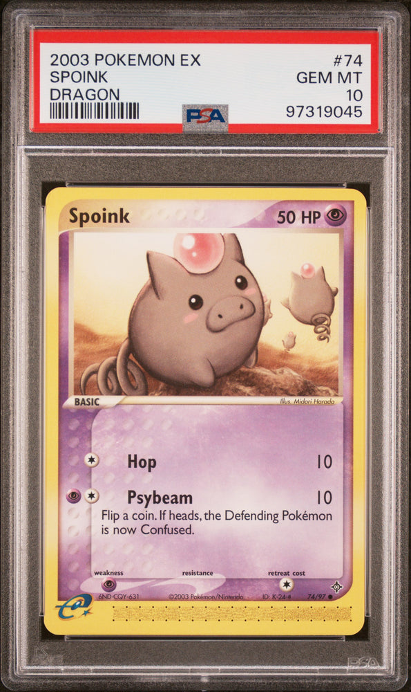 Pokemon Spoink🔥POP 15🔥2003 EX Dragon 74/97 PSA Gem Mint 10