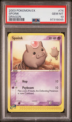 Pokemon Spoink🔥POP 15🔥2003 EX Dragon 74/97 PSA Gem Mint 10
