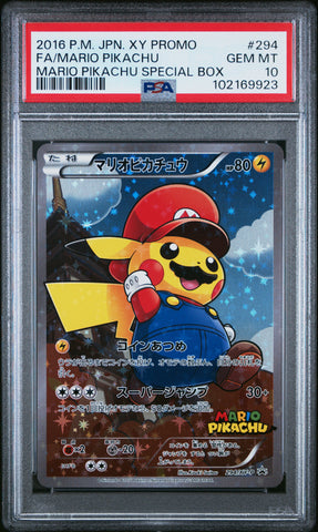Pokemon Mario Pikachu 2016 XY Promo 294 PSA 10