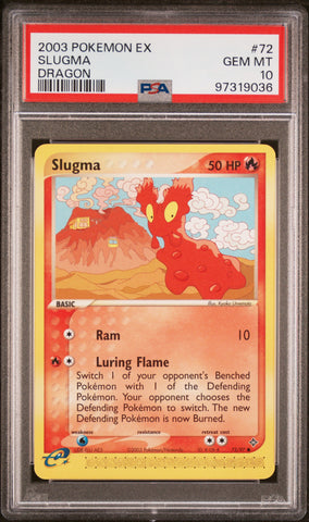 Pokemon Slugma 🔥POP 20🔥 2003 EX Dragon 72/97 PSA Gem Mint 10