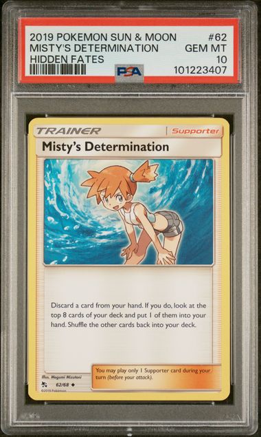 PSA 10 - 2019 Sun & Moon Hidden Fates Misty's Determination 62/68 Pokemon Card