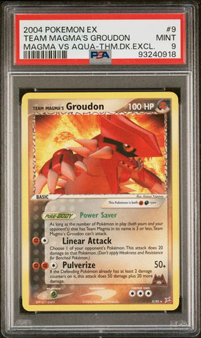 PSA 9 - 2004 Pokemon EX Team Magma vs Team Aqua 9/95 Team Magma's Groudon Exclusive