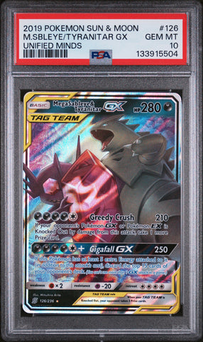 Pokemon Mega Sableye & Tyranitar GX Unified Minds 126/236 PSA 10