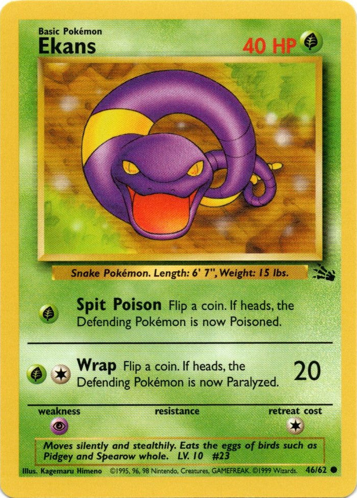1995 pinsir pokemon card value Ekans (46/62) [Fossil Unlimited]