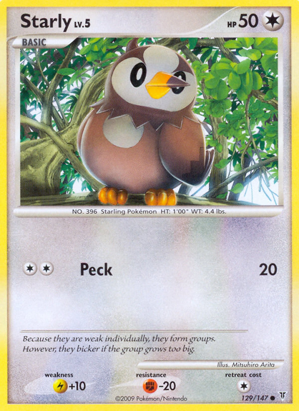starly pokemon card (129/147) [Platinum: Supreme Victors] Weakness Lightning ×2 Resistance Ranking the Five Crystals Krabby Game Selection:Topaz
