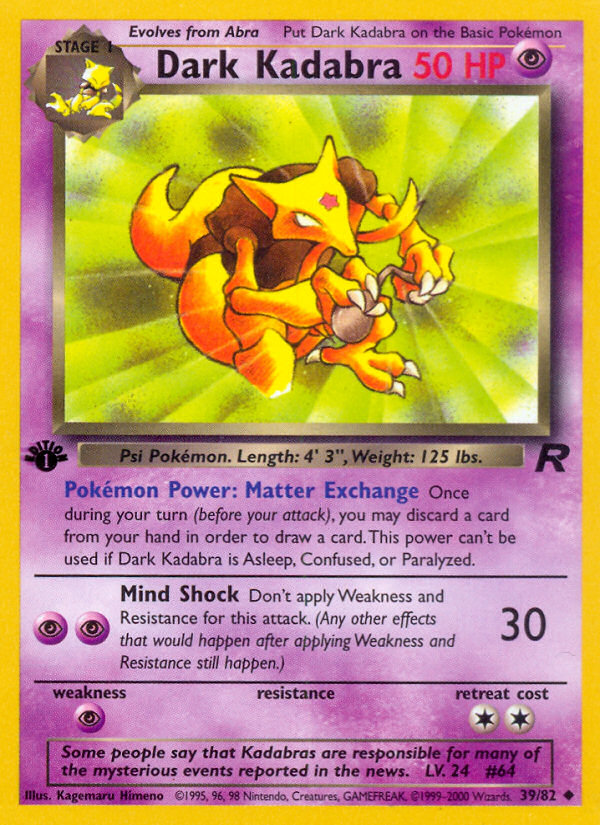 Dark Kadabra (39/82) [Team Rocket 1st Edition]