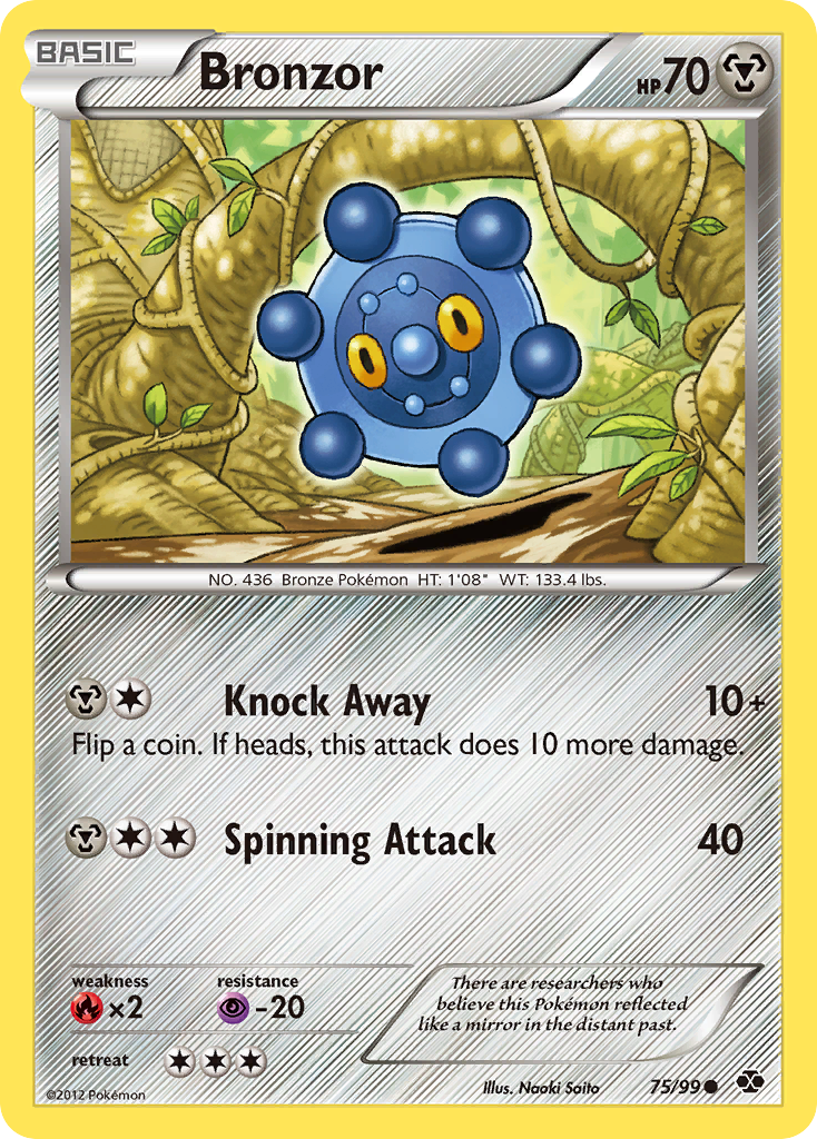 Pokemon Black & White Next Destinies Common Bronzor #75 [Reverse Holo]