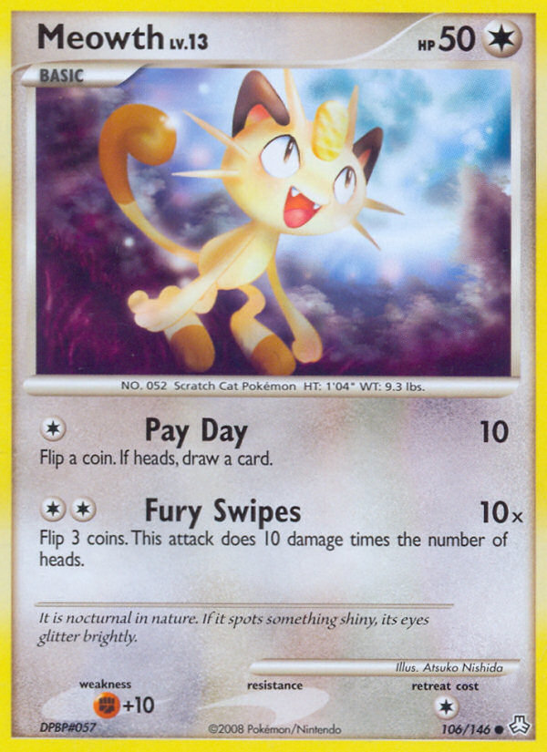 basic pokemon meowth card value ex #062/088 Perfect Order L&M Comics PSA Grade Meowth (106/146) [Diamond & Pearl: