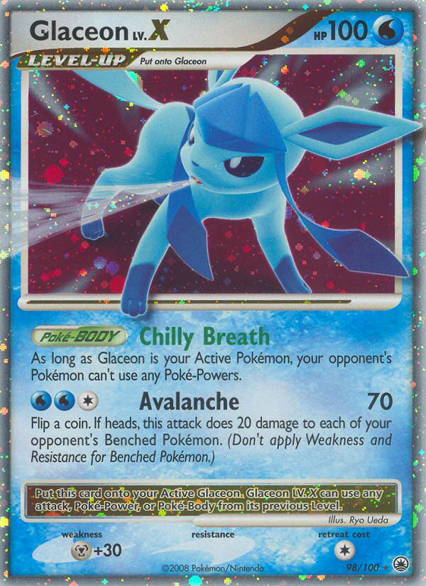 pokemon cards level x Glaceon LV.X (98/100) [Diamond & Pearl: Majestic Dawn]