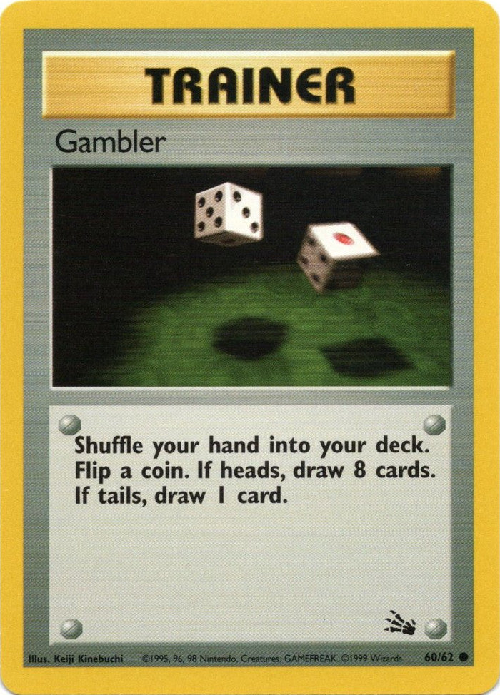 gambler pokemon card Gambler Fossil NM, 60/62 Pokemon Card