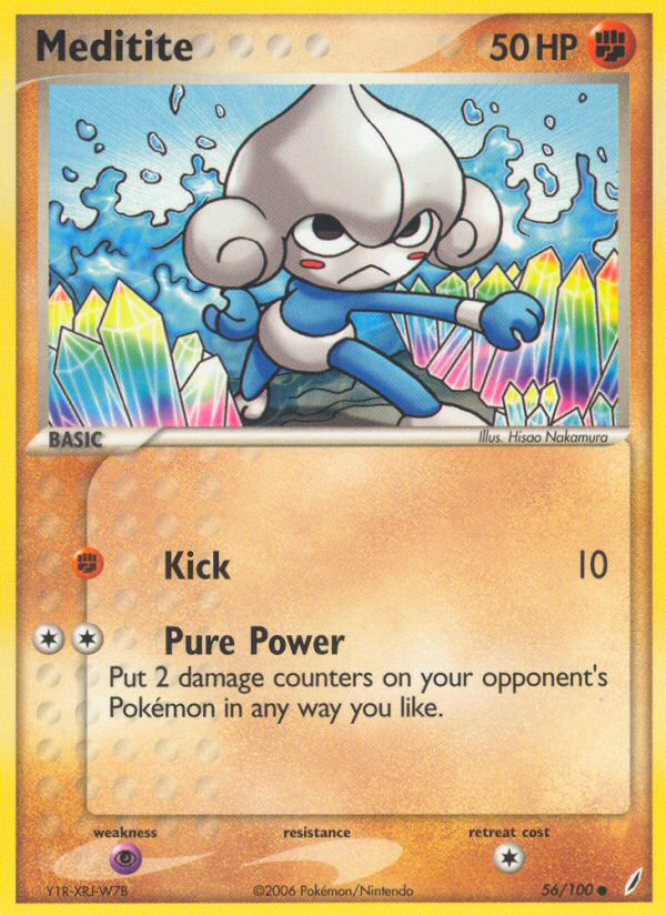 meditite pokemon card (56/100) [EX: Crystal Guardians] Number of Holofoil Cards::20+ gifts Fighting Fighting Focus Fist Pocket Monster/Pokemon 1995/1996 Card