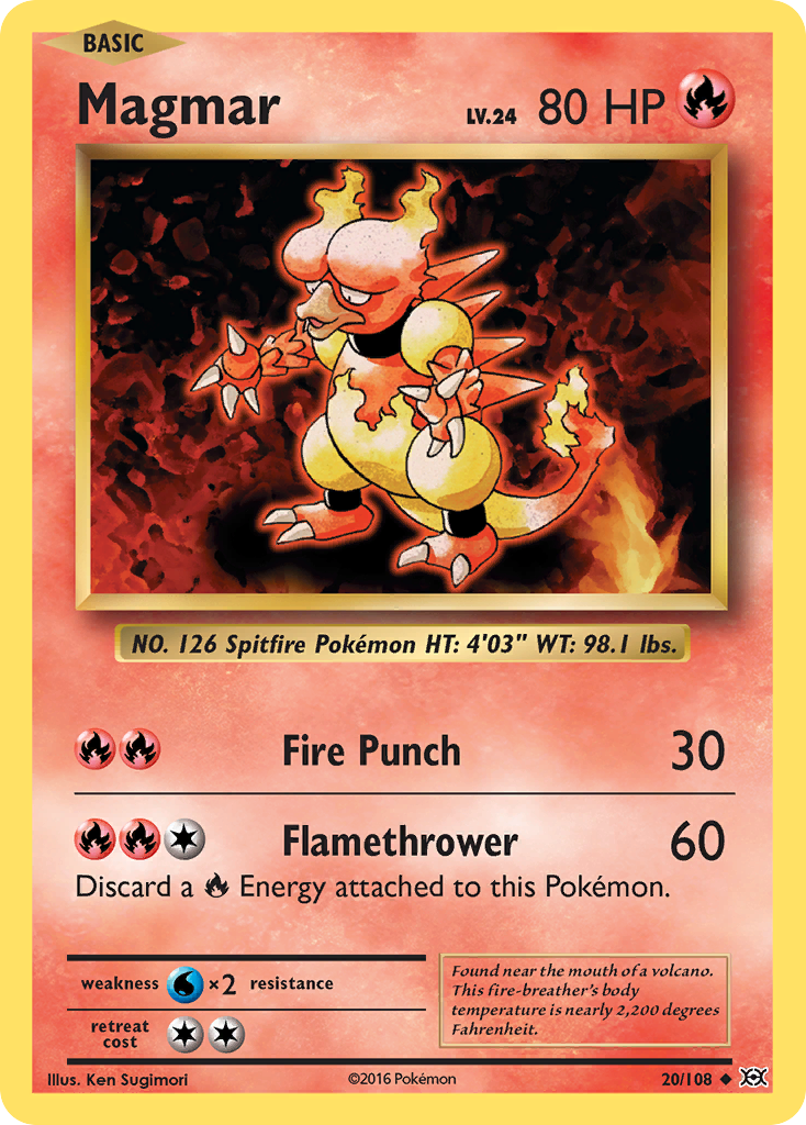 pokemon magmar card X & Y Evolutions Uncommon #20 Variants:Forces of the Imperium 3d printed Weakness / Resistance / Pokemon - Mela 140