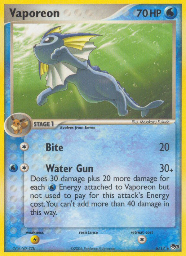 rare vaporeon card Vaporeon (6/17) [POP Series 3]