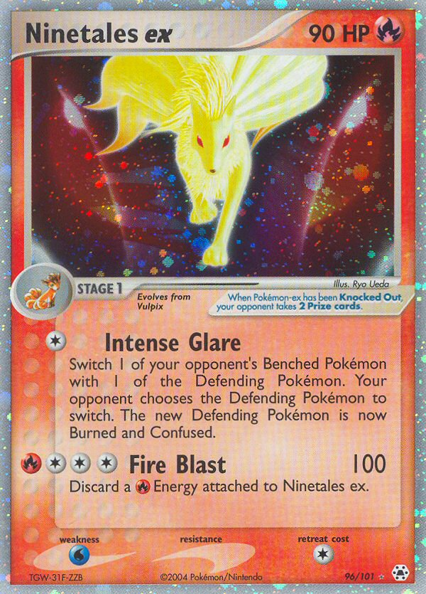 ninetales pokemon card price ex (96/101) [EX: Hidden Legends] Fire Fire Blast (80) Discard 1 Fire Energy card attached to Ninetales in order to use this attack. Ninetales BREAK Evolutions Pokemon Card