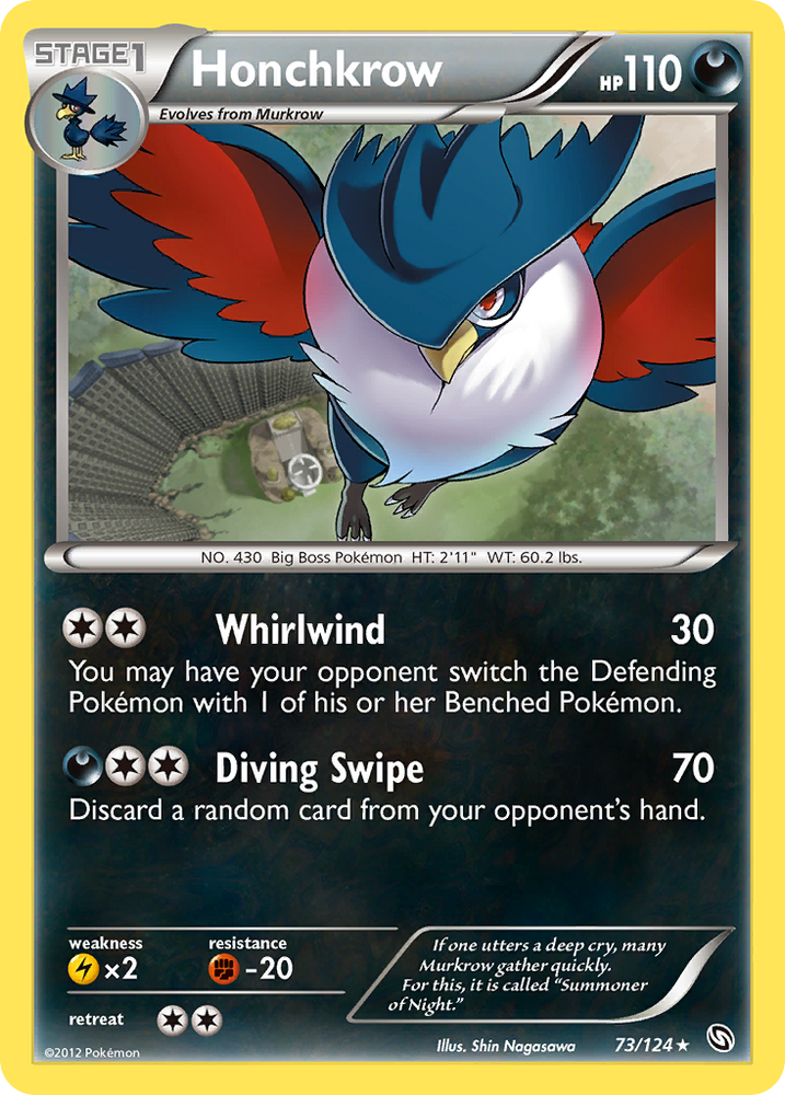 pokemon card honchkrow (73/124) [Black & White: Dragons Exalted] Style:Electrabuz & Magnemite oop If it loses this Dragon of Mount Gulg