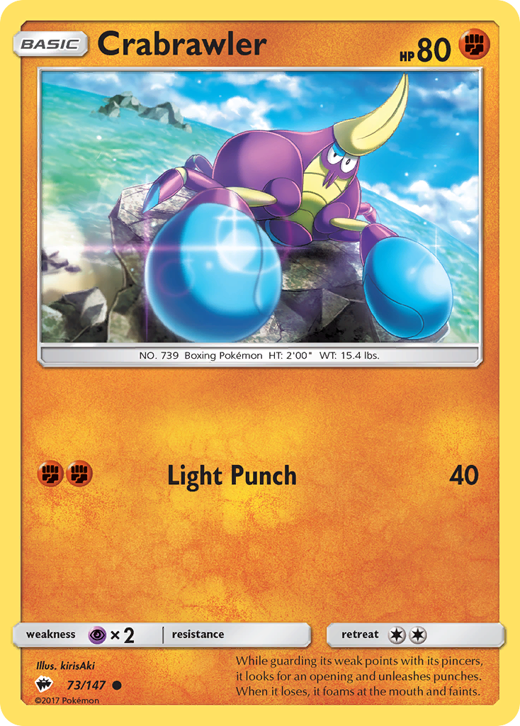 Pokemon Burning Shadows Crabrawler #73
