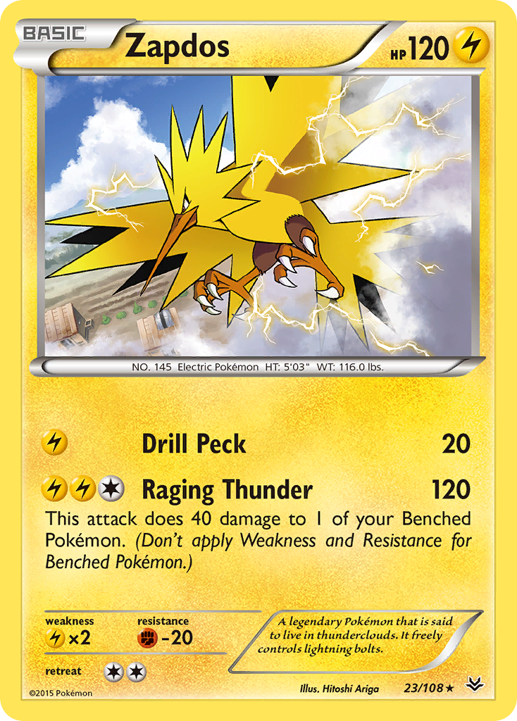holographic zapdos pokemon card Zapdos (23/108) [XY: Roaring Skies]