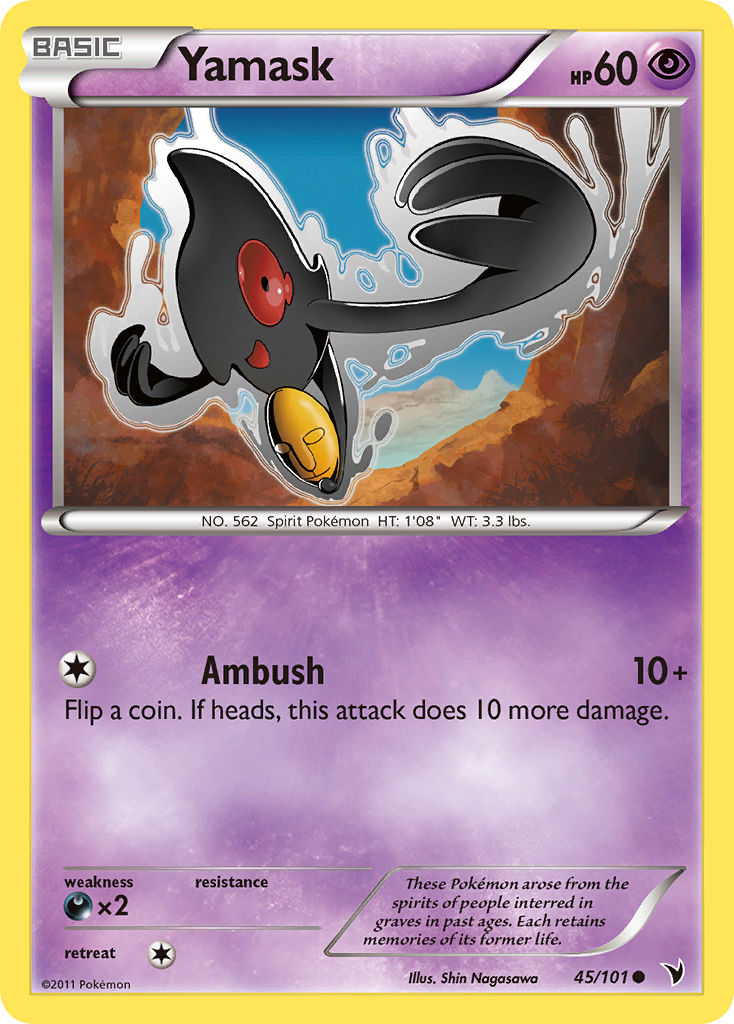 yamask pokemon card Pokemon Black & White Noble Victories Common Yamask #45