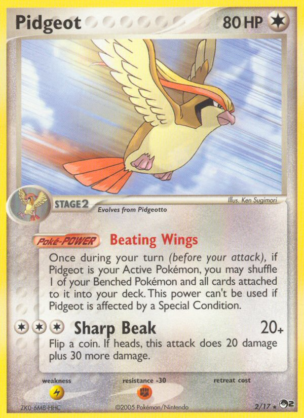 pidgeotto pokemon card Pidgeot (2/17) [POP Series 2] Lightly Played