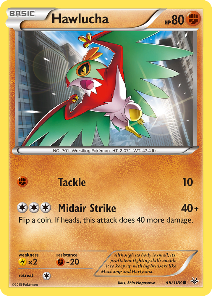hawlucha pokemon cards 2023 Gym Tournament Reverse Holo Promo Card #034/SV-P Flying Entry When you play this Pokemon from your hand onto your Bench during your turn Hawlucha (Paradox Drive #64/109, 1-Diamond)