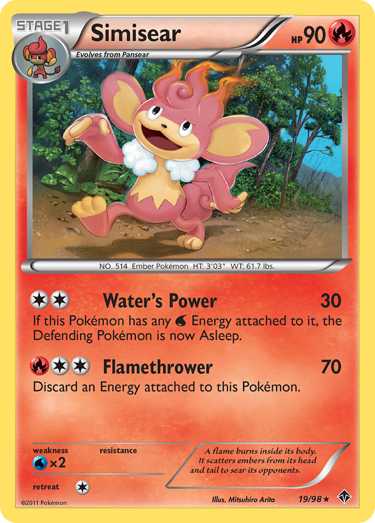 simisear pokemon card price (19/98) [Black & White: Emerging Powers] Quantity:1x Random Card [2R] Flare Juggling (90+) M19] Alpine Moon : forkids