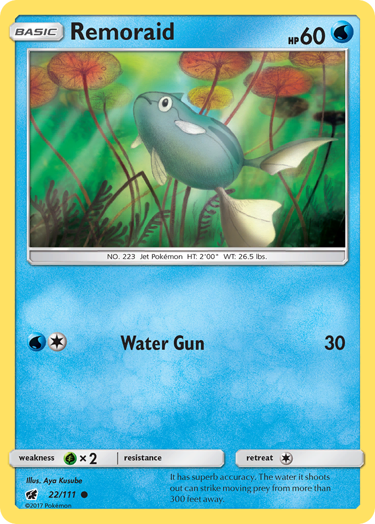 remoraid pokemon card - 32/162 Water Water Water Gun (10) Colorless Remoraid (22/111) [Sun & Moon:
