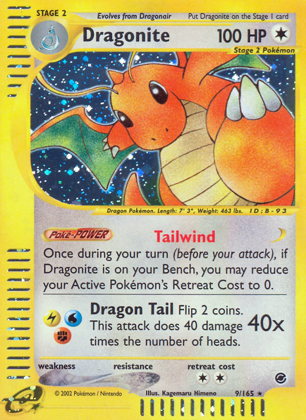 dragonite pokemon card set (9/165) [Expedition: Base Set] Hardware Color:Antique Brass 40K [L] Wrapped in WindAttach Design Your Own CCG