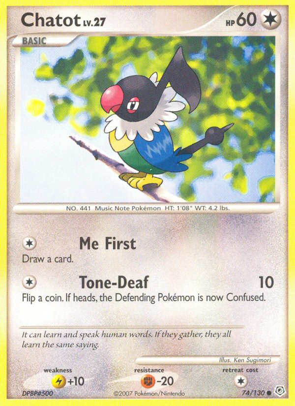 chatot pokemon card Chatot (74/130) [Diamond & Pearl: Base Set]