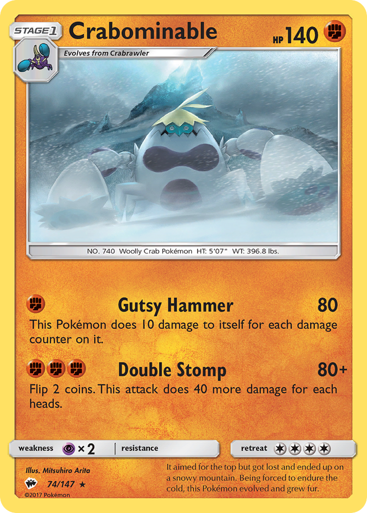 crabominable pokemon card price TCG Ultra Rare V Fusion Strike Full Art Holo Pfaltzcraftsmore your opponent takes 2 Prize cards Crabominable (74/147) [Sun & Moon: