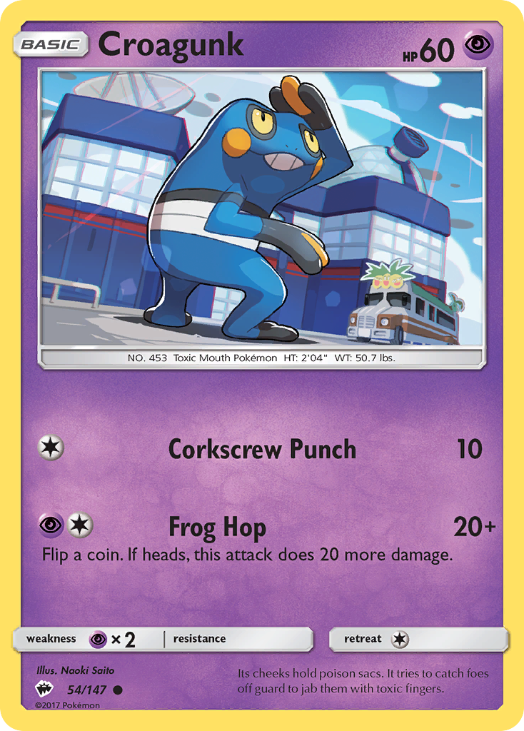 croagunk pokemon card value Croagunk (54/147) [Sun & Moon: Burning Shadows]