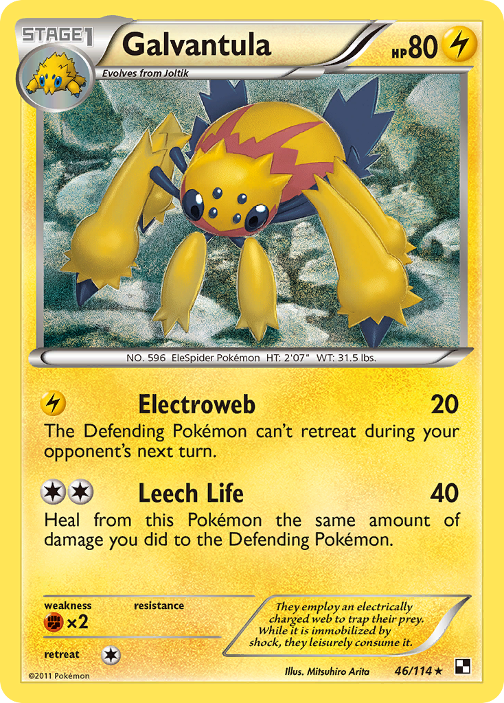 galvantula pokemon card - ex 159/142 - Stellar Crown this attack does 110 more damage Galvantula (46/114) [Black & White: