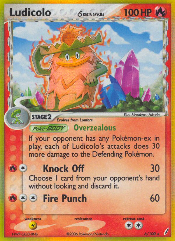 pokemon card ludicolo (6/100) (Delta Species) [EX: Crystal Guardians] januar 2026 Signature Type:Glitter - Midnight shadow #MWS Options 4 During this turn Set Name: Magic: The