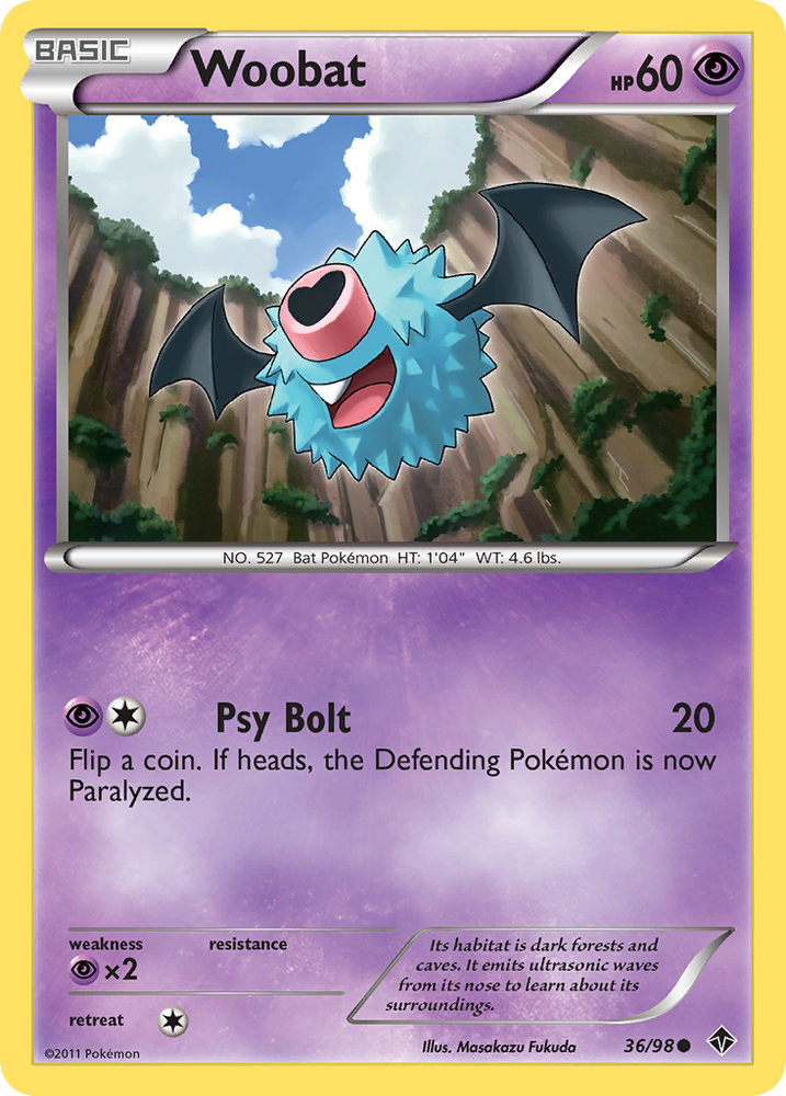 Woobat (36/98) - Emerging Powers Lightly Played Reverse Holofoil Woobat (36/98) - Emerging Powers Lightly Played Reverse Holofoil