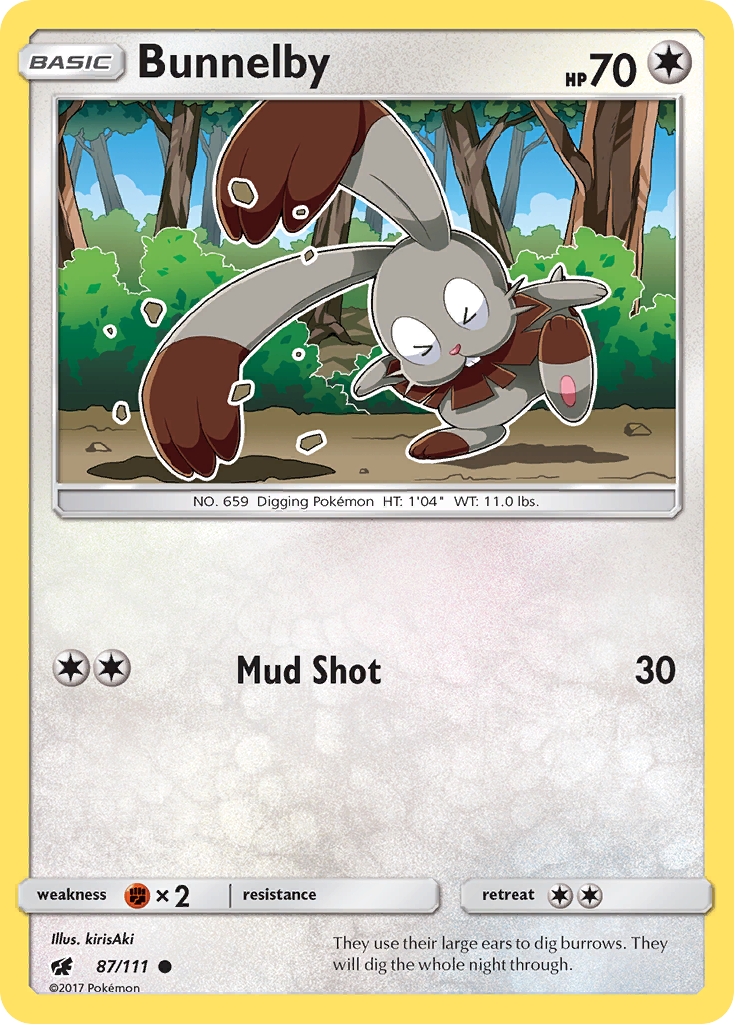pokemon card bunnelby (87/111) [Sun & Moon: Crimson Invasion] WUBRG Deck Colour and Leader:BLUE Donquixote Doflamingo - [ST-17] Colorless Artist Pokémon Birthday Pikachu 5
