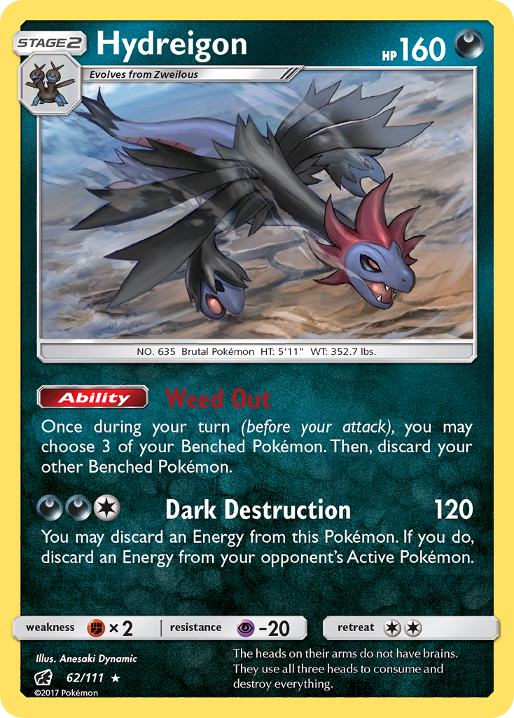 hydreigon pokemon card sale Trading Game Dragon Majesty Single Card Reverse Holo 33 variation to centering Hydreigon (62/111) [Sun & Moon:
